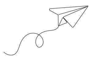 Continuous single line art drawing of Paper plane icon in doodle style outline vector