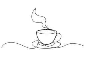 Continuous single line drawing Line art of Tea cup, coffee concept illustration vector