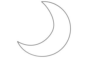 Continuous one line drawing Crescent moon single line outline art illustration vector