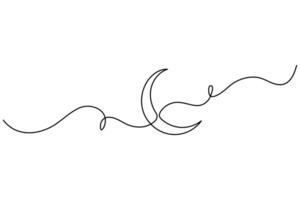 Continuous one line drawing Crescent moon concept art illustration of white background vector