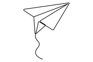 Continuous one line Paper plane concept outline isolated on white background illustration vector