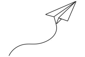 Continuous single line art drawing of Paper plane icon outline illustration vector
