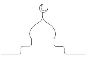 Mosque, ramadan islamic isolated on Heart concept single line outline art illustration vector
