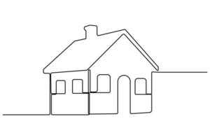 Continuous one line House symbol hand drawn outline doodle minimalist design vector