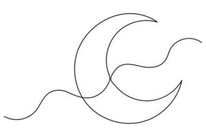 Continuous one line drawing Moon concept single line outline art illustration vector