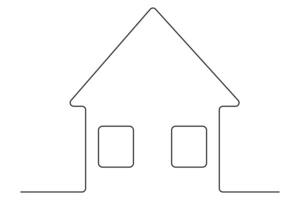 Continuous one line art drawing of House concept outline art illustration vector