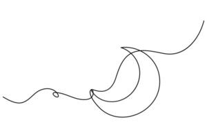 Continuous single line of Crescent moon concept drawing outline art illustration vector