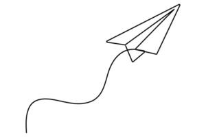Continuous one line drawing Paper plane art illustration vector