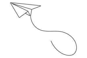Continuous one line drawing Paper plane symbol concept art illustration vector
