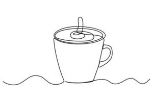 Continuous one line drawing of Tea cup, coffee symbol concept outline illustration vector