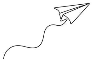 One continuous line drawing of Paper plane style Hand drawn minimalism design illustration vector
