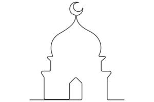 Mosque, ramadan islamic concept single line outline art illustration vector