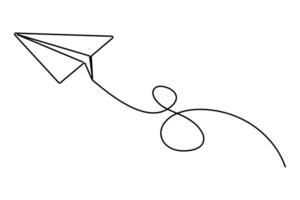 Single line art Paper plane symbol continuous drawing of outline art illustration vector