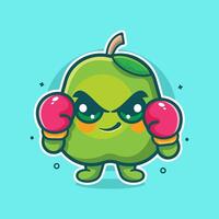 funny guava fruit character mascot playing boxing sport isolated cartoon vector