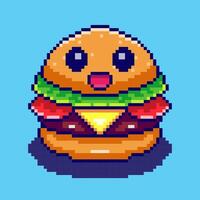 Pixel art Smiling Cartoon Burger game asset design vector