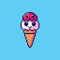 Pixel art Cute Ice Cream game asset design vector