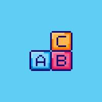 Pixel art ABC Toy Blocks game asset design vector