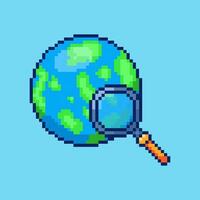 Pixel art Earth Search Icon game asset design vector