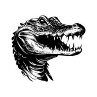 Crocodile head isolated on white background with sharp teeth, reptile features, and a fierce predator look vector