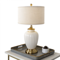 Table lamps white, colour unique Collection's design whit grey tray isolated on transparent background png