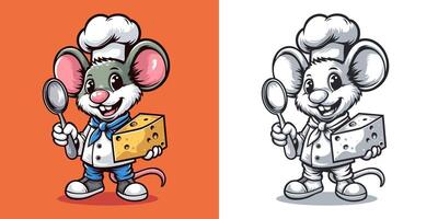 Mouse Chef with Cheese and Spoon vector