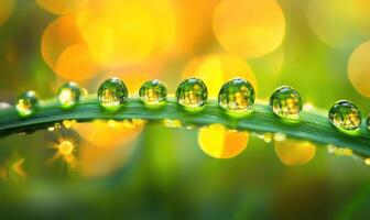 A green leaf with water droplets on it photo