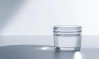 A clear glass container with water in it photo
