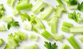 A close up of a bunch of celery and parsley photo