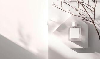 A bottle of perfume is on a white background photo