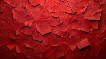 A red background with paper cutouts of various shapes and sizes photo