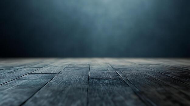 Dark wooden surface receding into a soft-focused background. Wood grain texture emphasizes depth, creating a moody, atmospheric scene. photo