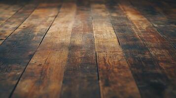 Rustic hardwood flooring showing aged character and warm tones. Ideal for backgrounds and architectural visualizations, creating a cozy atmosphere. photo