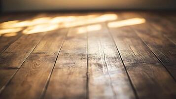 Warm wood floor with natural light and textures creates a cozy and inviting atmosphere. Simple, rustic, and aesthetically pleasing. photo