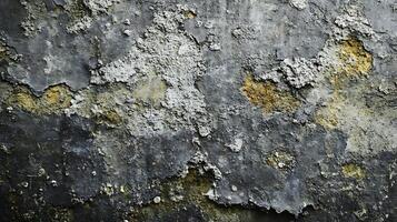 Abstract surface showcases a textured blend of gray, white, and hints of yellow, creating a unique pattern. Weathered wall with aged details. photo