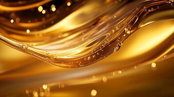 Abstract Golden Fluid - Dynamic swirls of warm, reflective liquid creating an eye-catching, luxurious background or design element. photo