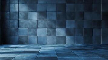 Stylish, modern background featuring an abstract pattern. The blue tones and geometric shapes create an engaging visual effect. Interior space. photo