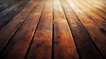 Rustic wooden floorboards showcase rich, warm tones and textures, creating a natural and inviting atmosphere. Perfect for backgrounds. photo