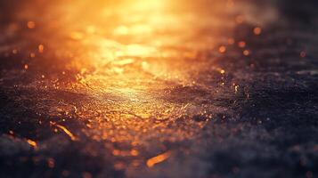 Abstract shot of a textured surface glowing in warm light, creating a mesmerizing pattern of light and shadow and evoking a sense of mystery. photo