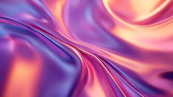 Abstract flowing fabric with purple and peach hues creates a dynamic, elegant, and visually captivating composition. photo