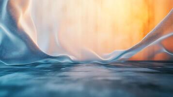 Abstract backdrop featuring flowing fabric and serene reflection, creating a calming and artistic background, and abstract presentation. photo