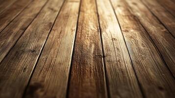 Rustic wood floor planks angled upwards for a textured backdrop. The grain is visible and adds character to the wooden boards photo