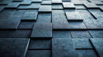 Abstract geometric surface pattern of dark, slightly textured squares in a modern, minimalist design. Perfect for backgrounds and visuals. photo