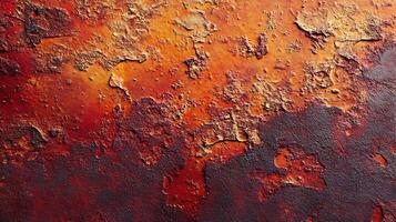 Abstract rust texture with a gradient of orange and red tones, creating an aged and rugged background. The textured surface adds depth. photo