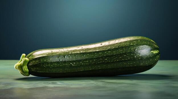 A long green vegetable with a textured surface and small ridges along its length, resembling a cucumber but with a slightly different shape and size. photo