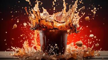 A glass of coffee splashing photo