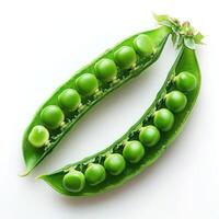 two green pea pods with peas photo
