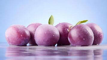 Fresh plums with water drops on them photo