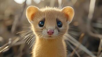 close-up of a long-tailed weasel with large eyes photo