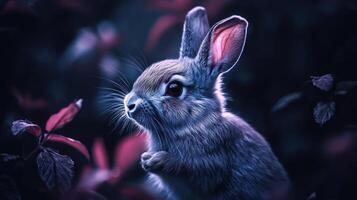 a rabbit with large ears and a fluffy coat photo
