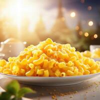 Plate of Macaroni and Cheese with Sprinkles photo